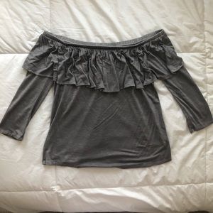 AE off the shoulder grey 3/4 sleeve top